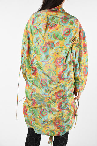 Fabric Asymmetrical Coat with Floral Print