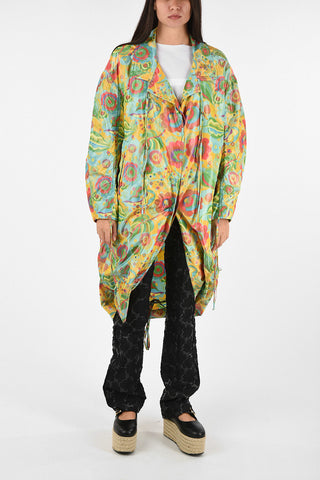 Fabric Asymmetrical Coat with Floral Print