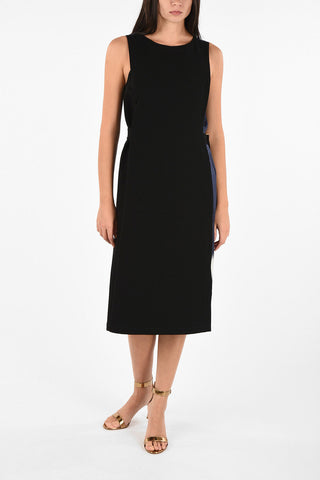 Pleated Back Dress With Belt 