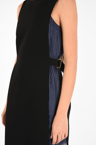 Pleated Back Dress With Belt 