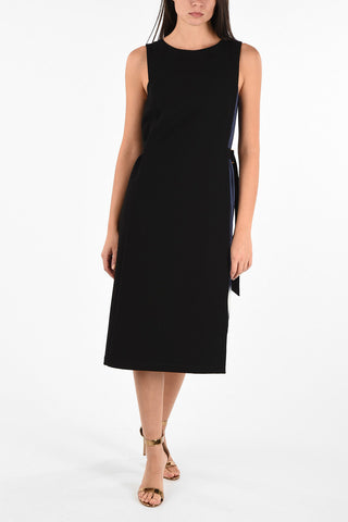 Pleated Back Dress With Belt 