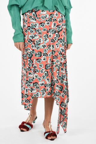 Floral-Print Asymmetrical Skirt