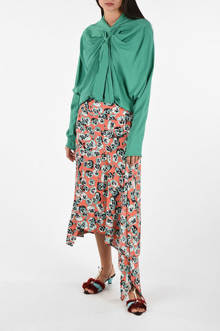 Floral-Print Asymmetrical Skirt