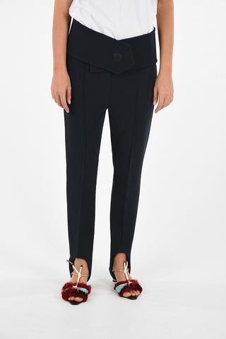 Low-rise waist Stirrup Pants with Belt