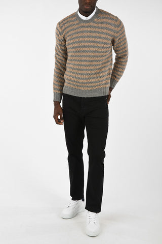 Maglia Girocollo Crochet In Lana