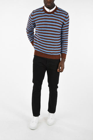 Maglia Girocollo Crochet In Lana