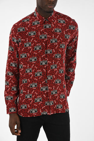 Printed Spread Collar Shirt