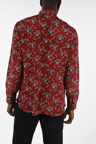 Printed Spread Collar Shirt