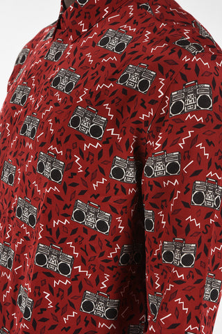 Printed Spread Collar Shirt