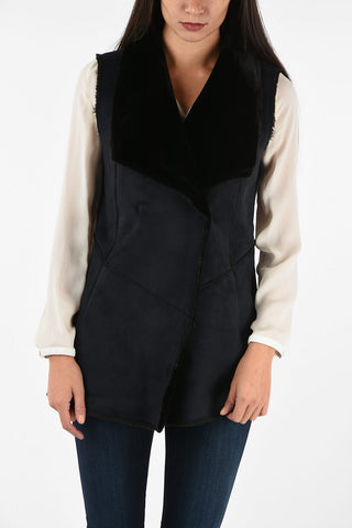 ARMANI JEANS Faux Leather Double Breasted Vest