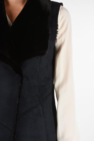 ARMANI JEANS Faux Leather Double Breasted Vest