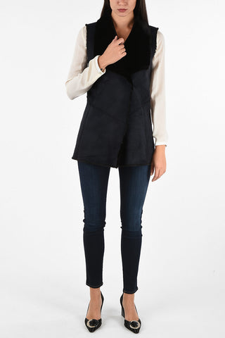 ARMANI JEANS Faux Leather Double Breasted Vest