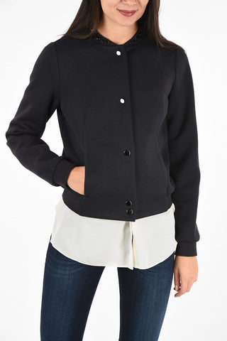ARMANI JEANS Waist Length Bomber with Rhinestone Embellished