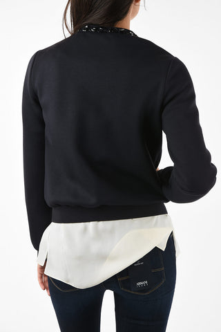 ARMANI JEANS Waist Length Bomber with Rhinestone Embellished