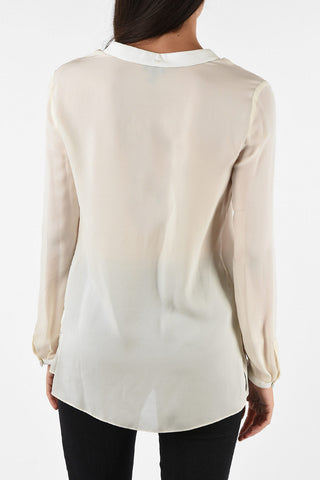 ARMANI JEANS Silk Blouse with Faux Leather Insert