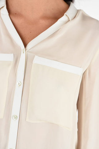 ARMANI JEANS Silk Blouse with Faux Leather Insert
