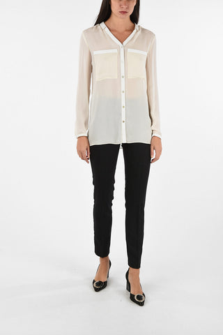 ARMANI JEANS Silk Blouse with Faux Leather Insert