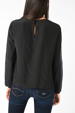 ARMANI JEANS Two-Tone Blouse with Ruffles