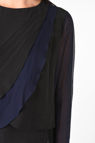 ARMANI JEANS Two-Tone Blouse with Ruffles