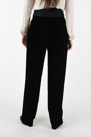GIORGIO ARMANI Chenille and Rhinestone Embellished High-Rise Waist Pants