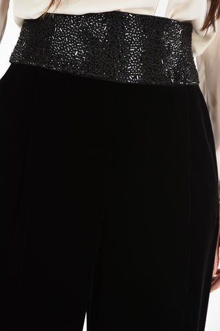 GIORGIO ARMANI Chenille and Rhinestone Embellished High-Rise Waist Pants