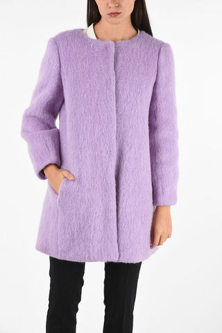 COLLEZIONI Fuzzy Snap Button Coat