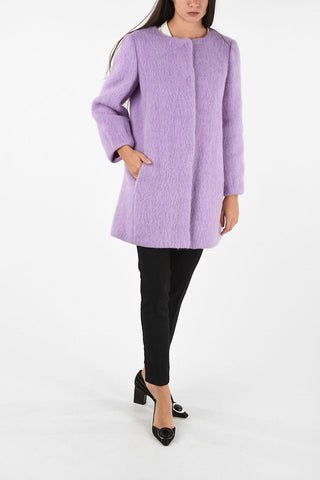 COLLEZIONI Fuzzy Snap Button Coat