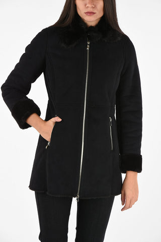 ARMANI JEANS Suede Coat whit Faux Fur Insert