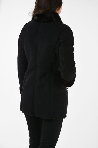 ARMANI JEANS Suede Coat whit Faux Fur Insert
