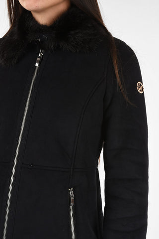 ARMANI JEANS Suede Coat whit Faux Fur Insert