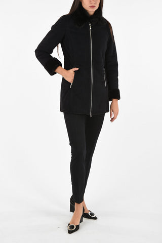 ARMANI JEANS Suede Coat whit Faux Fur Insert