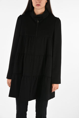 COLLEZIONI Cappotto Flare in Lana Vergine con Zip Frontale