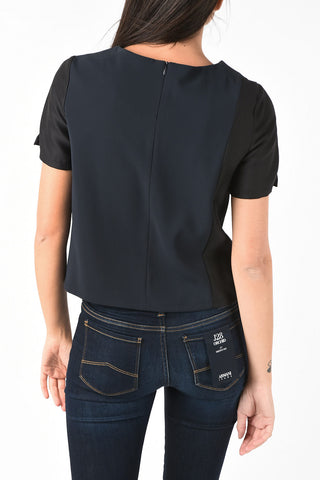 ARMANI JEANS Two-Tone Blouse With Back Closure