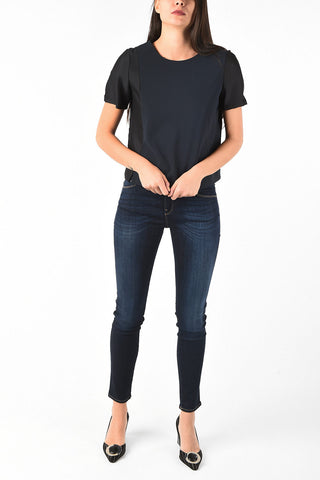 ARMANI JEANS Two-Tone Blouse With Back Closure