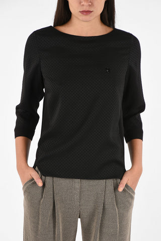 ARMANI JEANS Polka Dots Asymmetrical Blouse with ¾ Sleeves