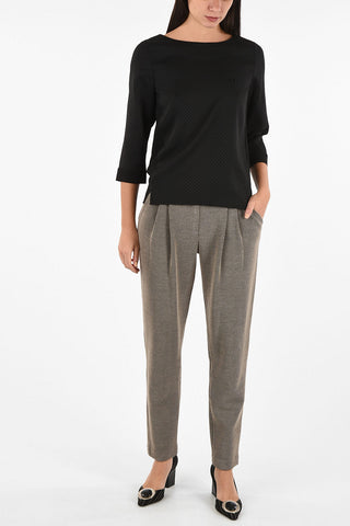 ARMANI JEANS Polka Dots Asymmetrical Blouse with ¾ Sleeves