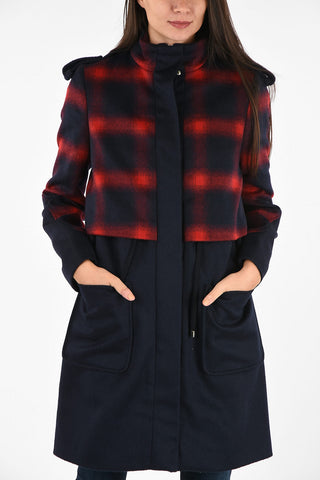 ARMANI JEANS Gingham Check Hidden Closure Coat