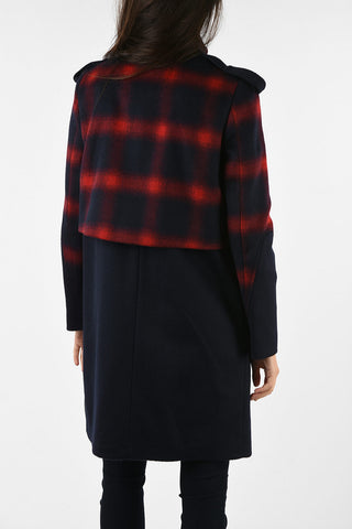 ARMANI JEANS Gingham Check Hidden Closure Coat