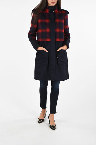 ARMANI JEANS Gingham Check Hidden Closure Coat