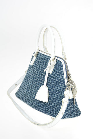 MM11 Denim Leather Trim Mini Handbag