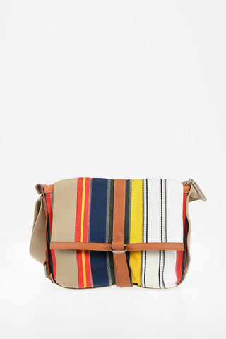 MM11 Stripe Shoulder Bag With Leather Insert