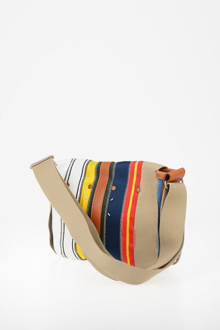 MM11 Stripe Shoulder Bag With Leather Insert