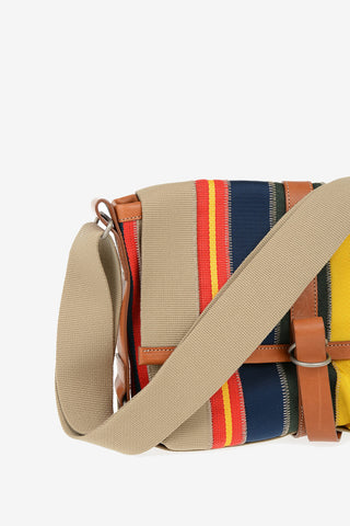 MM11 Stripe Shoulder Bag With Leather Insert