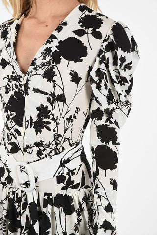 Floral Printed Flared Dress With Belt 