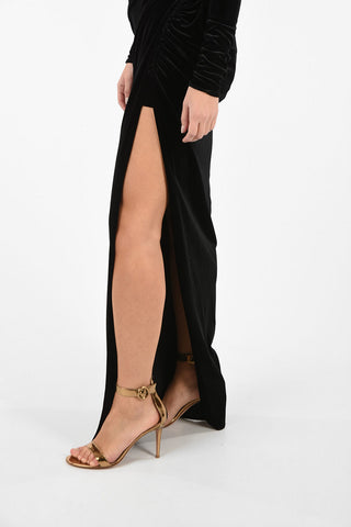 Vestito Drappeggiato con Spacco Profondo