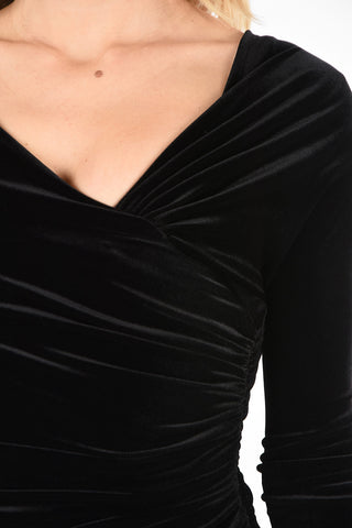 Vestito Drappeggiato con Spacco Profondo