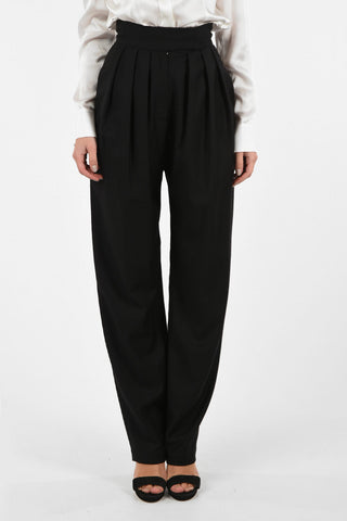 Wool Double Pleat High Waist Pants