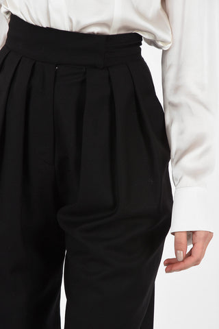Wool Double Pleat High Waist Pants