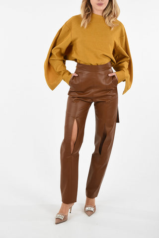 Faux leather Split-Front Pants