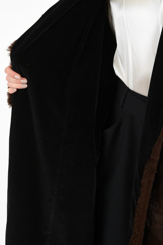 Open Front Rabbit Fur With Belt